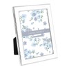 Laura Ashley 4x6 White Enamel Picture Frame, Silver Metal Edge