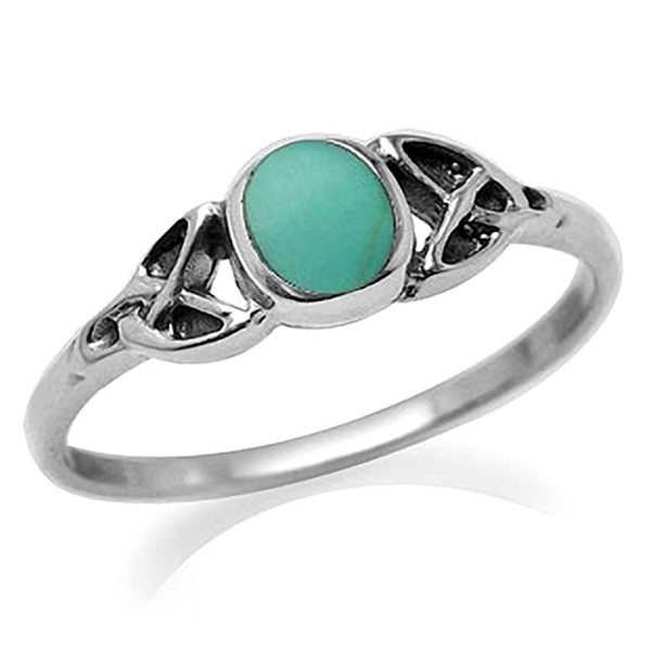 Silvershake Petite Created Green Turquoise Inlay 925 Sterling Silver Celtic