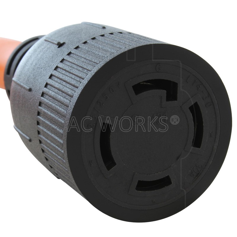 AC WORKS 30-Amp 4-Prong Dryer Outlet 14-30 Piggy-Back Plug Adapter