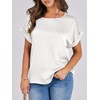 ANRABESS Women's Summer Dressy Casual Short Sleeve Shirts Crewneck Silk