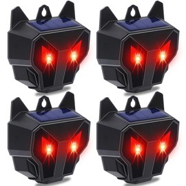 Lulu Home 4 Packs Solar Animal Repeller, Nocturnal Predator Deterrents with Red LED Flashing Lights Drive Away Raccoons, Deer, Skunks, Coyotes, Birds, Foxes from Chicken Coop Yard Farm