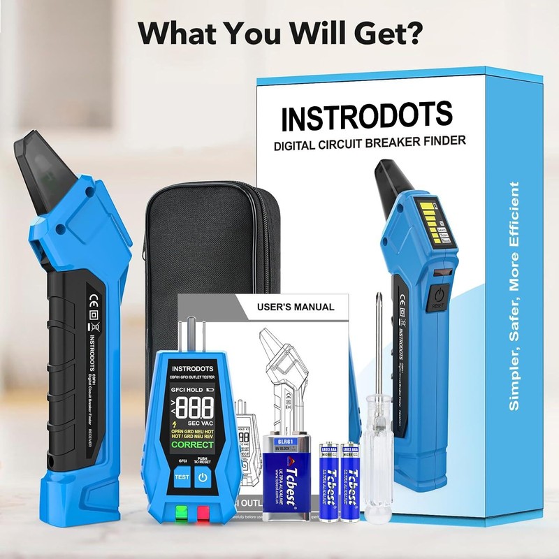 INSTRODOTS Circuit Breaker Finder, Digital Breaker Finder with GFCI Outlet