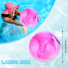 Grevosea 15 Inch Beach Ball Large Bouncy Ball Inflatable Beach Balls Marbleized Bouncy Ball Colorful Cloud Bouncing Balls for Adults Pet Outdoor Summer Beach Party Supplies School Water Fun (Pink)