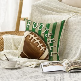 AVOIN colorlife Football Stripes Throw Pillow Cover, 18 x 18 Inch American Football Sports Game Cushion Case Decoration for Sofa Couch