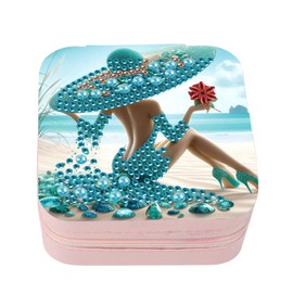 DCIDBEI Diamond Painting DIY Jewellery Box Small Jewellery Box Painting by Numbers Jewellery Box Women's Travel Jewellery Case Jewellery Organiser for Earrings Necklaces Rings Wedding Woman on the