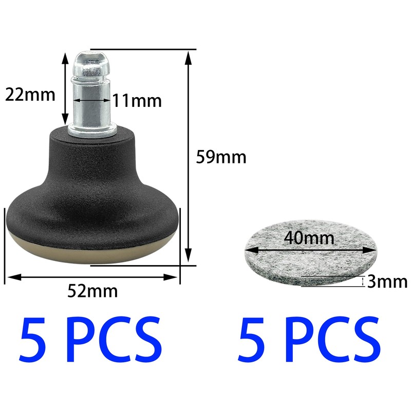 5 PCS Fixed Stationary Castors,Glide Office Chair Wheels For Replacement