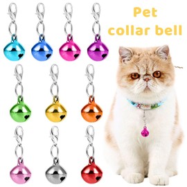 Pack of 10 Pet Bells for Dogs and Cat Collars, Cat Bells with Key Ring, Dog Collar Bells Collar Pendant, Pet Accessories, Christmas Decoration, Bells Festival Party