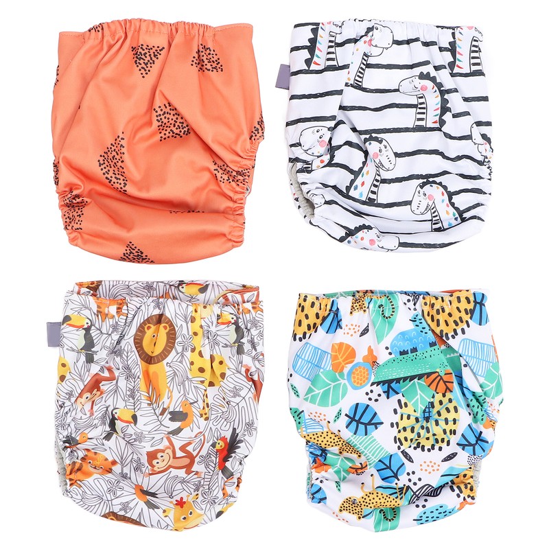 4 Packs Washable Baby Diapers Breathable Mesh Baby Cloth Nappy