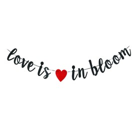 Love Is In Bloom Banner For Valentine's Day Wedding Anniversary Proposal Birthday Courtship Bridal Party Decorations Supplies