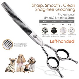 FOGOSP Left Handed Curved Thinning Shears 7 in Professional Left Pet Grooming Scissors for Groomer