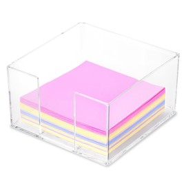 Qianyu Acrylic Sticky Note Holder Clear Sticky Note Dispenser Crystal Memo Pad Holder Desk Notepad Dispenser Organizer for Dorm Room Office Home Accessories