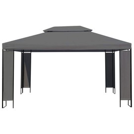 vidaXL Spacious Steel & Fabric Canopy Gazebo in Anthracite and Black - 157.5"x118.1"x107.5" with Vented Roof for Optimum Air Circulation