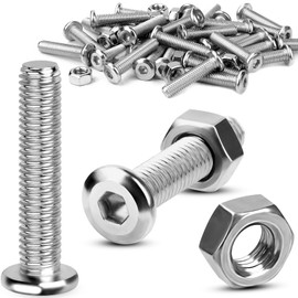 TXXATX Screws M6 x 50 Flat Head Screws 25 Sets Allen Screws and Nuts Set Stainless Steel Screws M6 Full Thread Screws with Nuts Pan Head Screws for DIY Projects Furniture Repair