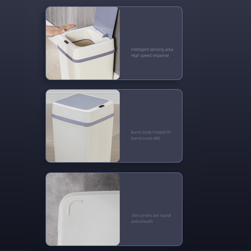 Trash Can 12L Smart Sensor Stable Dealing Cover Simple Style