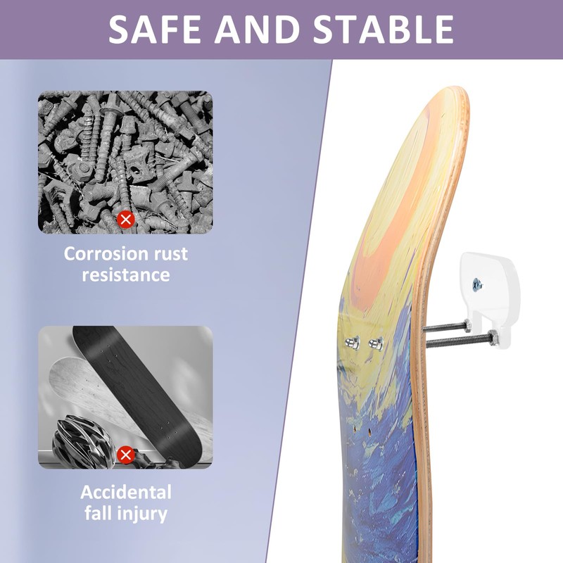 Skateboard Wall Mount, Skateboard Accessories Metal with Mounting Accessories, Skateboard