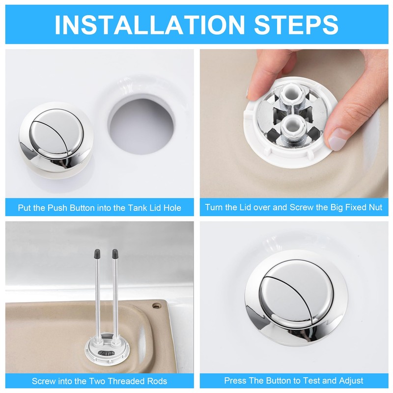 Enhon 4 Pack 48mm Toilet Tank Buttons, Flush Valve Dual