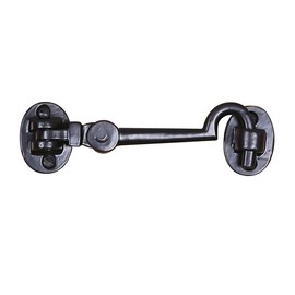 A29 Set of 2 Cabin Hook, 4.0 Inch Iron Eye Latch, Cabin Door Gate Latches, Window Sash Catch Hook Lock, Black Powder Coat Finish