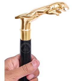 Humaira Nautical Unique Handle Victorian Designer Jaguar Brass Wooden Walking Stick Vintage Canes