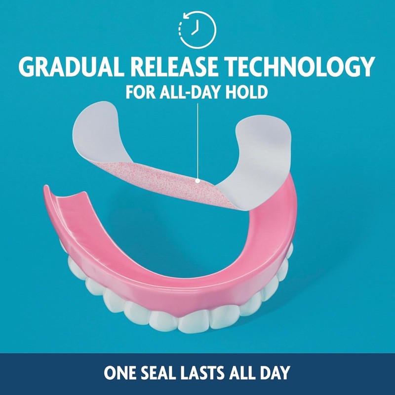 Sea-Bond Secure Denture Adhesive Seals, Fresh Mint Lowers, Zinc-Free, All-Day-Hold,