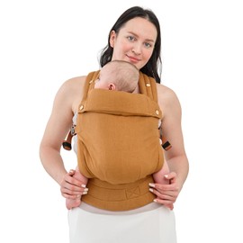 AUYEAZGO Baby Carrier - Premium Fibers 100% Linen, for Newborn to Toddler, Compact & Adjustable, Ergonomic with Lumbar Support, 7-44 pounds, Almond