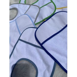 7pcs Blue Edged Series Cotton Cross Stitch Baby Bib,16 count aida fabric pocket,100% cotton, Blank Bib to Cross Stitch