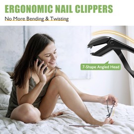 Toenail Clippers for Seniors Thick Toenails, Christmas Gifts for Men, Angled Head Toe Nail Clippers for Thick Nails with Catcher Long Handle, Stocking Stuffers 2025 Gifts for Men Women