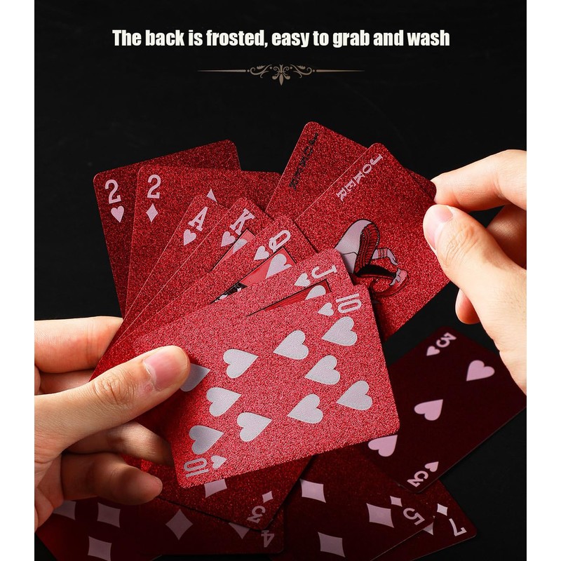 2 Deck of Waterproof Poker Cards,Red Playing Cards, Plastic Waterproof