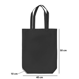 IMFAA Single Tone Heavy Duty 100% Cotton Canvas Reusable Strong Shoulder/Hand Tote Shopping Bags (Pak-1, Black)