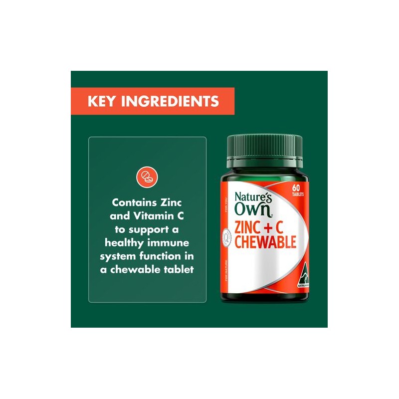 Nature's Own Zinc + C Chewable 60 Tablets