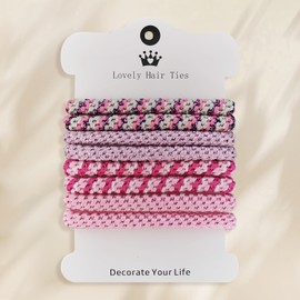 CLINTT 8 Pcs Elastic Hair Ties for Women & Girls, Cotton - Woven, Suitable for Curly or Thick Hair, Pink Series