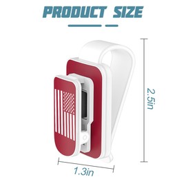 Zpana Sunglasses Holder for Car Sun Visor, American Flag Metal Vehicle Eyeglass Hanger, Patriotic Multifunctional Automotive Ticket Card Glasses Clip Accessories, Universal Fit(White/Red)