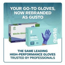 GUSTO [100 Count Blue Nitrile Gloves, Disposable Gloves – 4 Mil, Latex & Rubber Free, Non-Sterile Powder-Free - Large (Formerly Comfy Package)