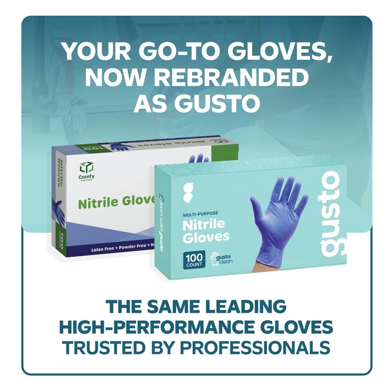 GUSTO [100 Count Blue Nitrile Gloves, Disposable Gloves – 4