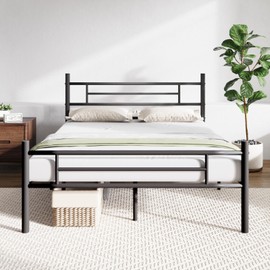 Novilla King Size Bed Frame with Headboard and Footboard, 14 Inch Metal Platform Bed Frame King, Large Storage Space, Strong Metal Slats Support, Mattress Foundation No Box Spring Needed
