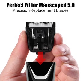 2 Pack Replacement Blade for Manscaped The Lawn Mower 5.0 Trimmer, Groin Hair Trimmer Ceramic Blade Head Refill with Metal Guard, Snap-In Cartridge,Fit for Manscaped Lawn Mower 5.0, Black