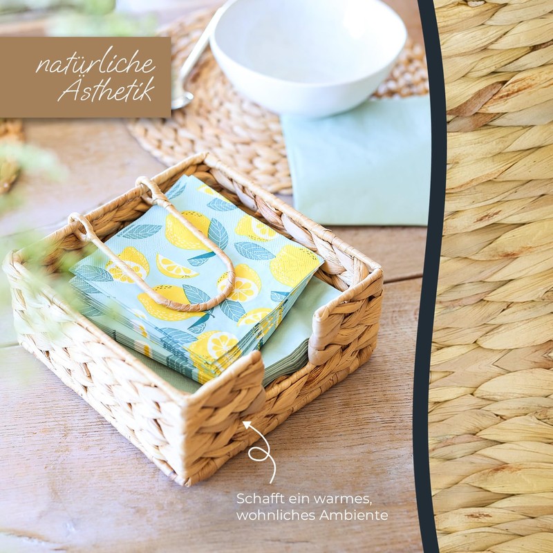 HMF Napkin Holder Braided Made of Water Hyacinth, Napkin Stand