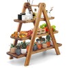 Manspdier Wood 3 Tier Serving Tray Three Tiered Cupcake Stand,