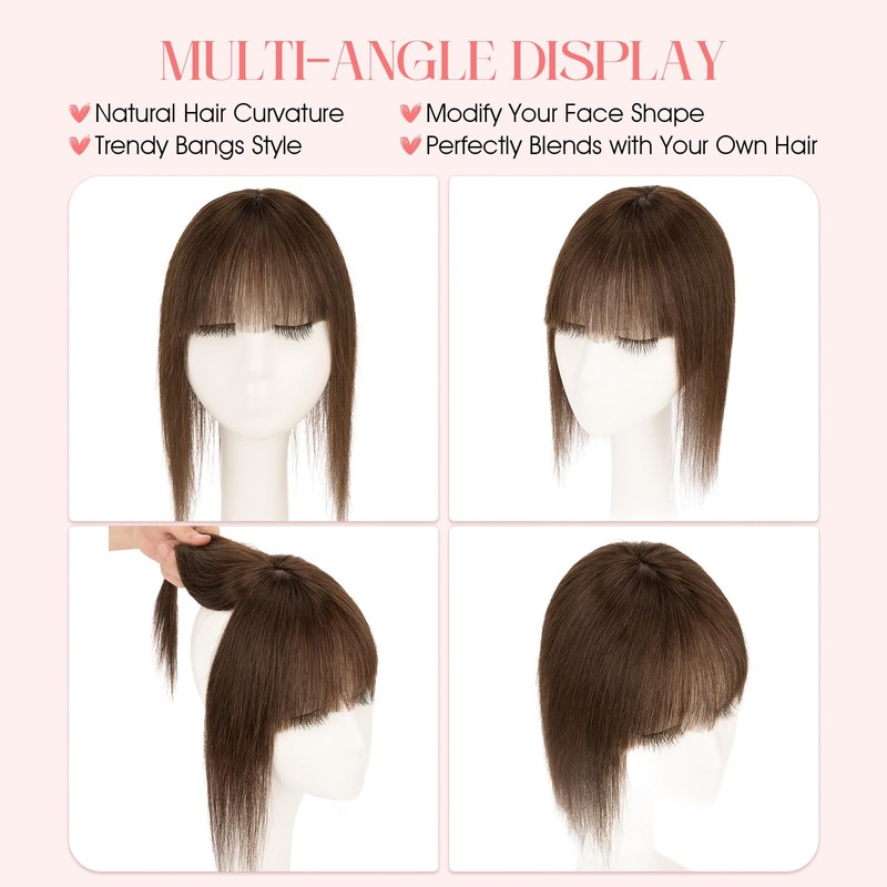 Hairro Mono Hair Toppers with Bangs, 3.4" x 3.4" Mono