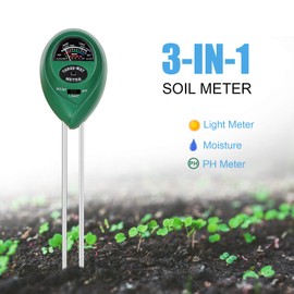 Emoly Soil pH Meter, 3-in-1 Soil Testing Kit with Moisture, Light and PH Tester for Plant, Vegetables,Garden, Farm, Lawn, Indoor & Outdoor (No Battery Needed) - Green