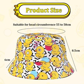 EUYKQNOI Ducks Reversible Fishing Hat for Men and Women, Reversible Fishing Hats, Fashionable Summer Hat, Foldable Fishing Hat, Double-Sided Retro Theme Bucket Hats for Daily Carnival