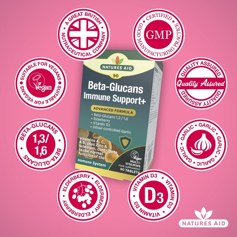 Natures Aid Beta-Glucans Immune Support + 90 Tablets (Award-winning Formula,