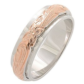 [BreezyIsland] Hawaiian Jewelry Two Tone Ring Silver 925 6mm Width, Sterling Silver, No Gemstone