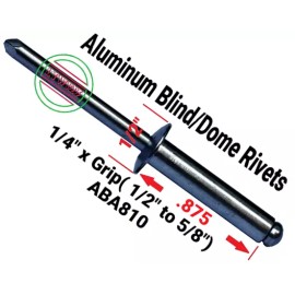 Cellus (50)  Aluminum Rivets 1/4" x Grip (1/2" to 5/8)  ABA810
