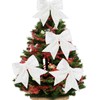 Skystuff 4Pcs Christmas Bows for Tree, White Bows Christmas Bows