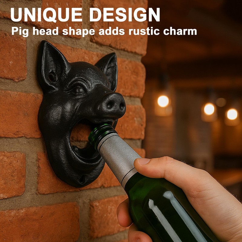 MGTECH Pig Bottle Opener Wall Mounted, Cast Iron Beer Opener