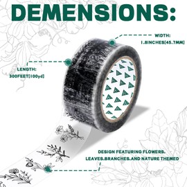 Whaline 100 Yards Floral Packing Tape Flower Pattern Clear Duct Tape Waterproof Packing Shipping Tape Sticky Transparent Gift Wrapping Tape for Home School Office Packing Repairing Art Crafts