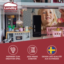 Lundby Dollhouse Kitchen - Miniature Kitchen with Miniature Fridge and Dollhouse Oven - Dollhouse Accessories - Kitchen Dollhouse Furniture Set - Dollhouse Furniture Kitchen - 11 cm Dolls 1:18