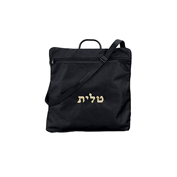 Tallit Tote Bag Rain Proof Black with Carry Handle and word Talis Embroidered in Size X Large 17.5" W X 18" H
