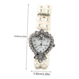 Operitacx Pack of 2 Vintage Watch for Women Vintage Watch Women's Antique Watch Rhinestone Watch Small Wrist Watch Fashionable Watches Vintage Watches Chain Watches for Women Pearl Watch Alloy White