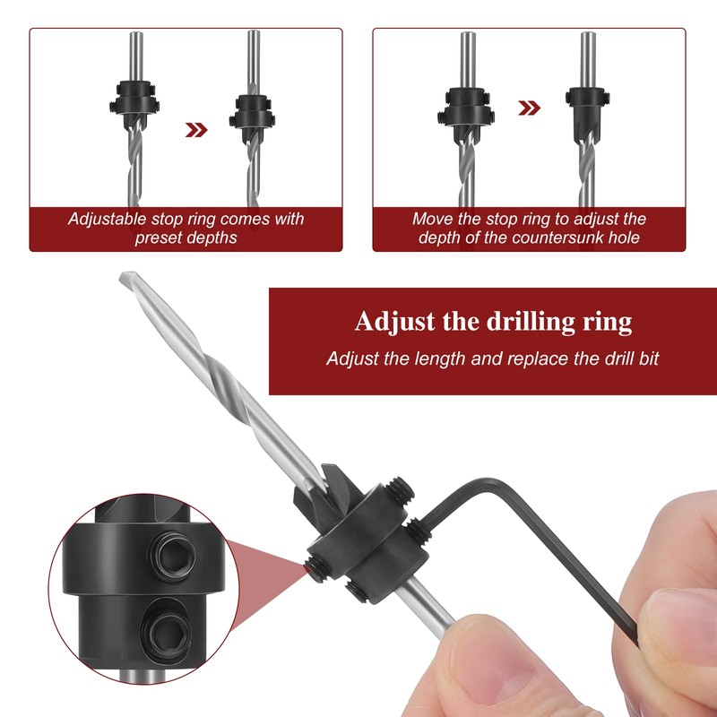 Faankiton 7PCS Countersink Drill Bit Set Woodworking Countersink Drill Bits,